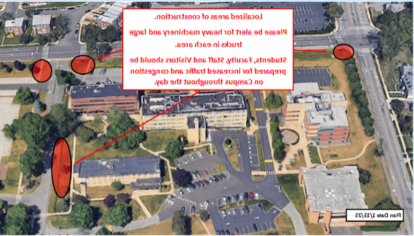 Diagram of campus construction as January 15, 2025